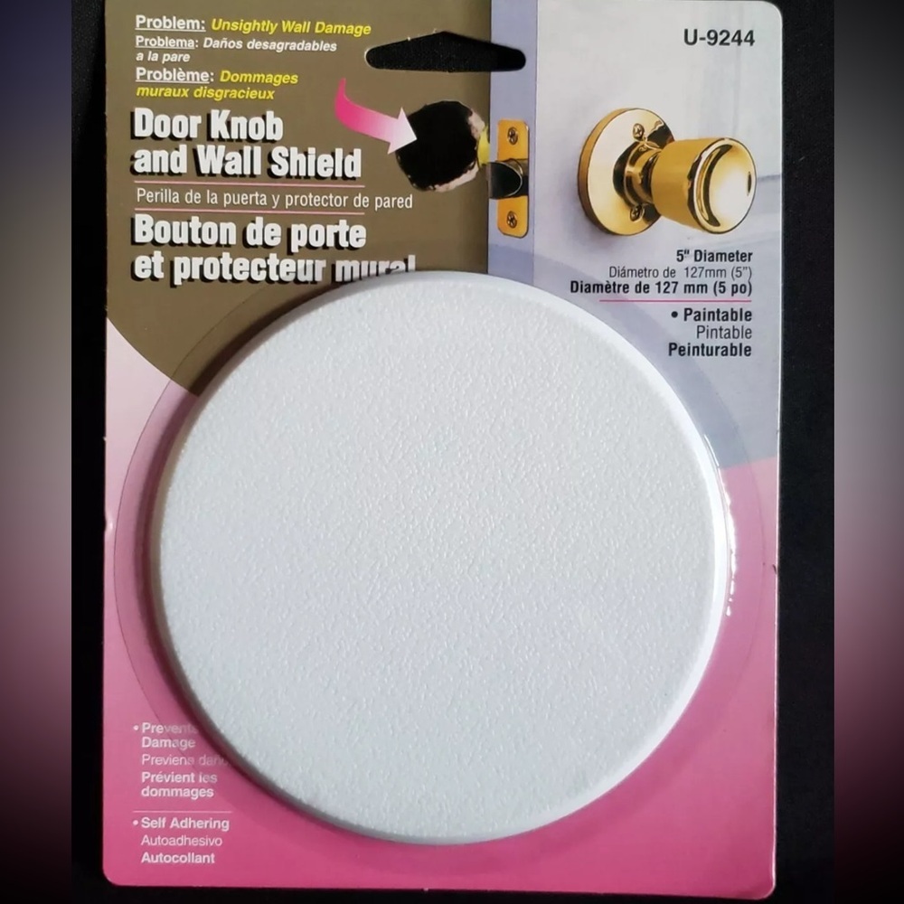 Door Knob & Wall Shield‎ U-9244 Self Adhering 5" Paintable wall protection